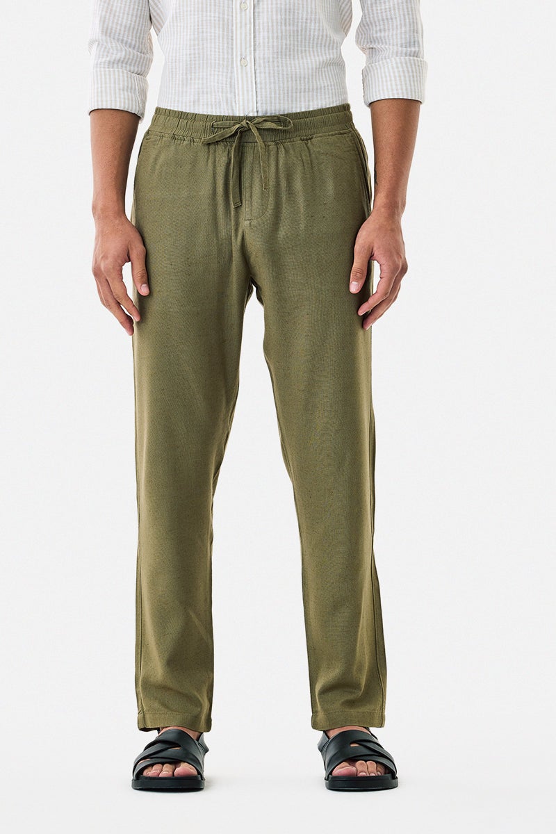 SNITCH Wafty Olive Linen Trousers - Image 3